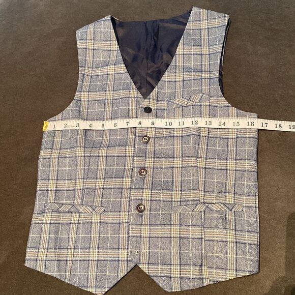 Men’s Mogu Plaid Suit Jacket and Vest Set Size 30 NWT - Picture 9 of 16